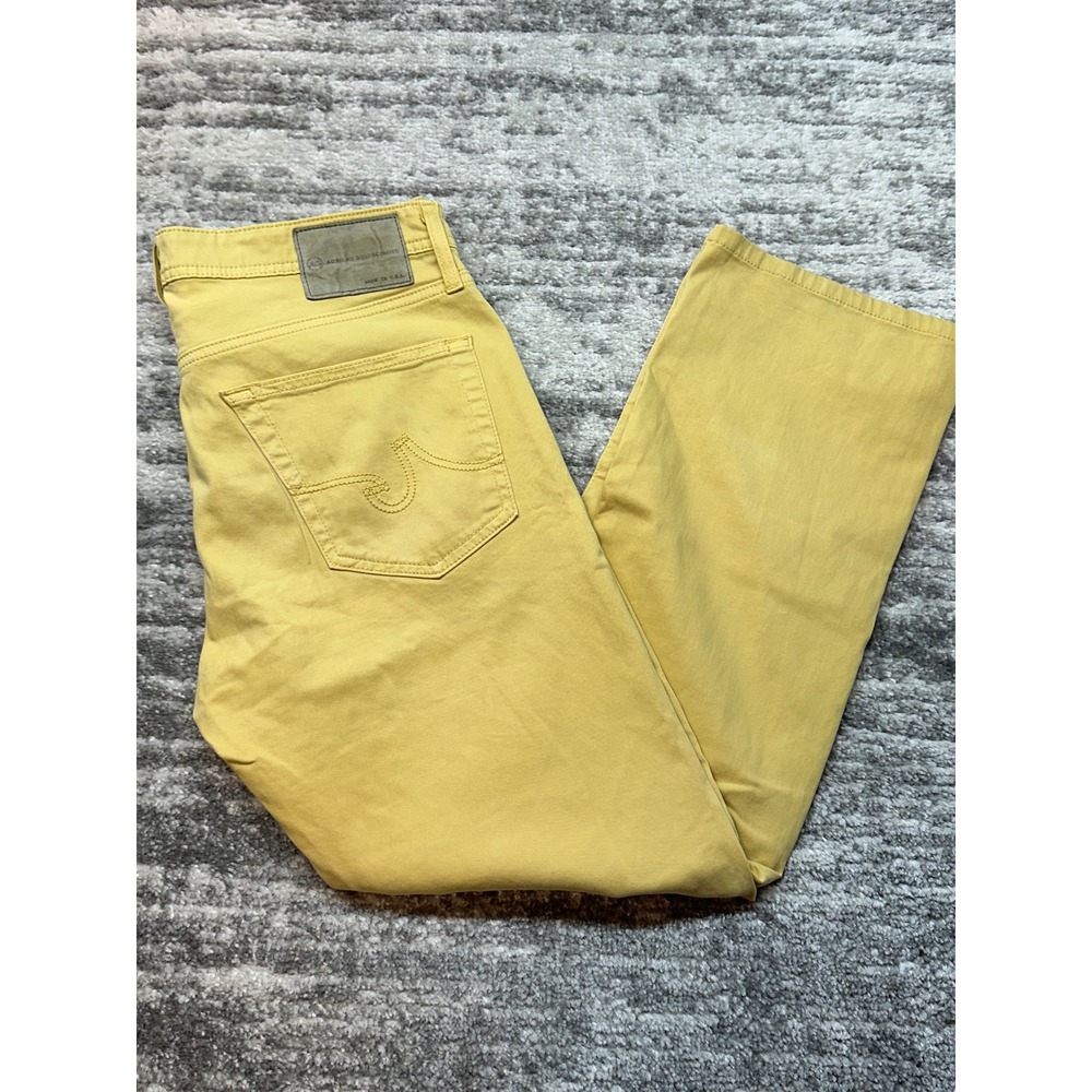 AG Adriano Goldschmied The Protege Pants Mens 33x34 Yellow Straight Leg Stretch